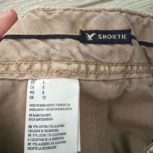 American Eagle khaki Shortie shorts size 8 - Picture 4 of 7